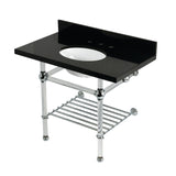 Templeton KVPK3630KAB1 36-Inch Console Sink with Acrylic Legs (8-Inch, 3 Hole), Black Granite/Polished Chrome
