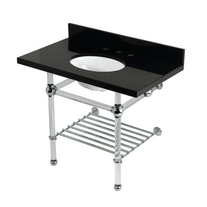 Templeton KVPK3630KAB1 36-Inch Console Sink with Acrylic Legs (8-Inch, 3 Hole), Black Granite/Polished Chrome
