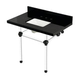 Templeton KVPK3630KASQ0 36-Inch Black Granite Console Sink with Acrylic Legs, Black Granite/Matte Black
