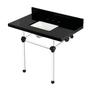 Templeton KVPK3630KASQ0 36-Inch Black Granite Console Sink with Acrylic Legs, Black Granite/Matte Black