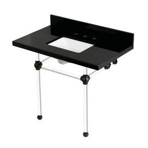 Templeton KVPK3630KASQ5 36-Inch Black Granite Console Sink with Acrylic Legs, Black Granite/Oil Rubbed Bronze