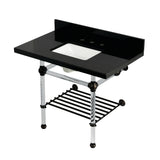 Templeton KVPK3630KASQB5 36-Inch Console Sink with Acrylic Legs (8-Inch, 3 Hole), Black Granite/Oil Rubbed Bronze