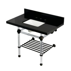 Templeton KVPK3630KASQB5 36-Inch Console Sink with Acrylic Legs (8-Inch, 3 Hole), Black Granite/Oil Rubbed Bronze