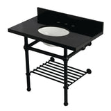 Templeton KVPK3630KBB0 36-Inch Console Sink with Brass Legs (8-Inch, 3 Hole), Black Granite/Matte Black