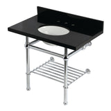 Templeton KVPK3630KBB1 36-Inch Console Sink with Brass Legs (8-Inch, 3 Hole), Black Granite/Polished Chrome