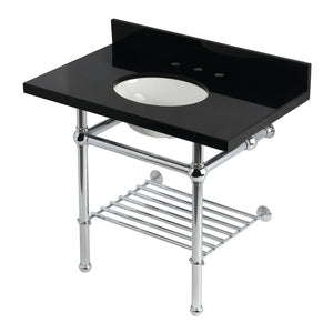 Templeton KVPK3630KBB1 36-Inch Console Sink with Brass Legs (8-Inch, 3 Hole), Black Granite/Polished Chrome