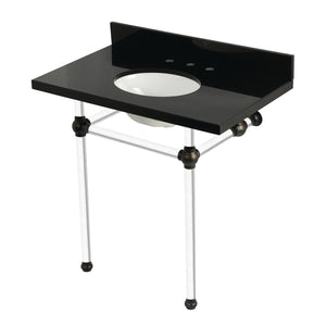 Templeton KVPK36KA5 36-Inch Black Granite Console Sink with Acrylic Legs, Black Granite/Oil Rubbed Bronze
