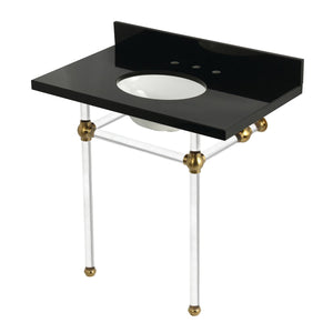 Templeton KVPK36KA7 36-Inch Black Granite Console Sink with Acrylic Legs, Black Granite/Brushed Brass
