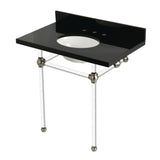 Templeton KVPK36KA8 36-Inch Black Granite Console Sink with Acrylic Legs, Black Granite/Brushed Nickel
