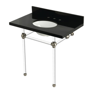 Templeton KVPK36KA8 36-Inch Black Granite Console Sink with Acrylic Legs, Black Granite/Brushed Nickel