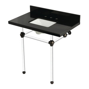 Templeton KVPK36KASQ5 36-Inch Black Granite Console Sink with Acrylic Legs, Black Granite/Oil Rubbed Bronze