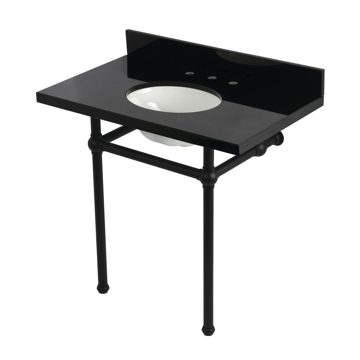 Templeton KVPK36KB0 36-Inch Black Granite Console Sink with Brass Legs, Black Granite/Matte Black