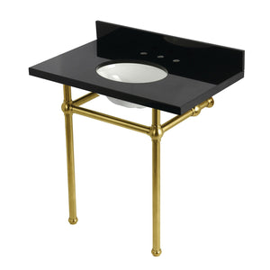 Templeton KVPK36KB7 36-Inch Black Granite Console Sink with Brass Legs, Black Granite/Brushed Brass