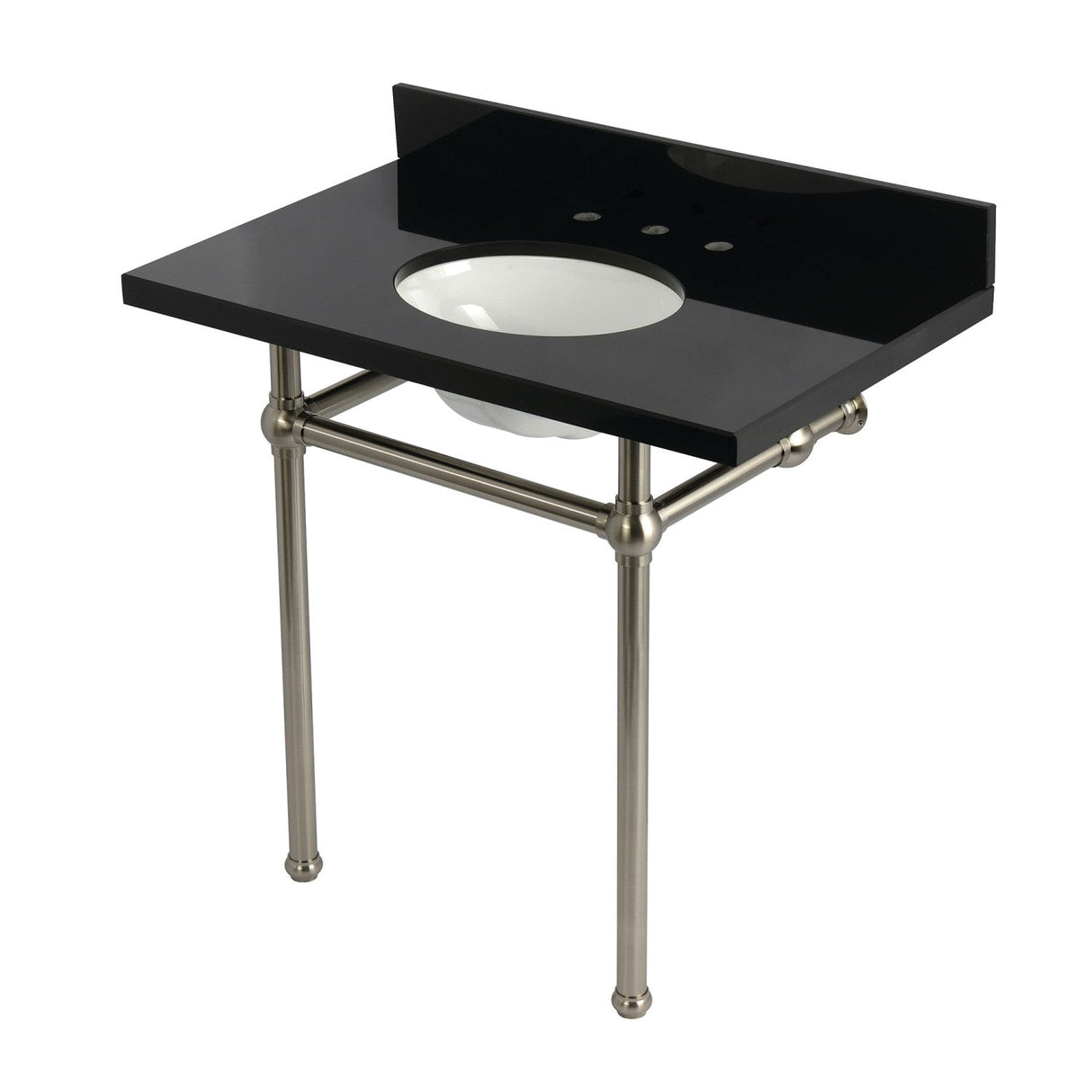 Templeton KVPK36KB8 36-Inch Black Granite Console Sink with Brass Legs, Black Granite/Brushed Nickel