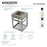 Kingston Commercial KVSP2522A2 Stainless Steel Console Sink, Brushed/Polished Brass