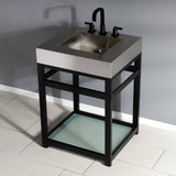 Kingston Commercial KVSP2522B0 Stainless Steel Console Sink with Glass Shelf, Brushed/Matte Black