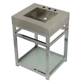 Kingston Commercial KVSP2522B1 Stainless Steel Console Sink with Glass Shelf, Brushed/Polished Chrome