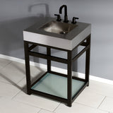 Kingston Commercial KVSP2522B5 Stainless Steel Console Sink with Glass Shelf, Brushed/Oil Rubbed Bronze