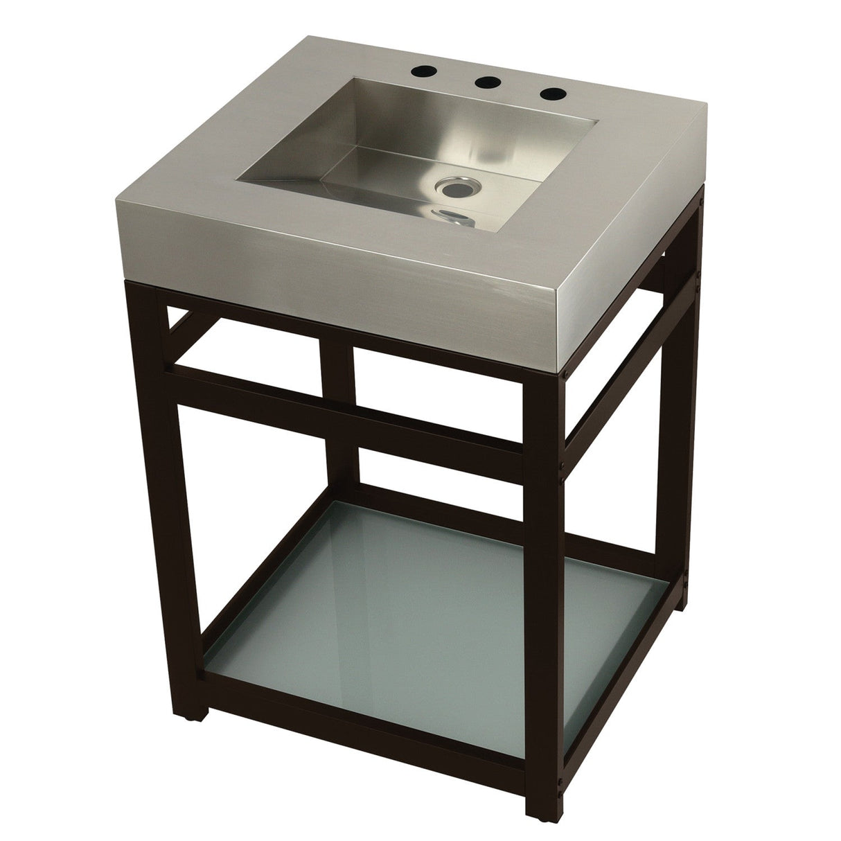 Kingston Commercial KVSP2522B5 Stainless Steel Console Sink with Glass Shelf, Brushed/Oil Rubbed Bronze