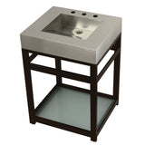 Kingston Commercial KVSP2522B5 Stainless Steel Console Sink with Glass Shelf, Brushed/Oil Rubbed Bronze