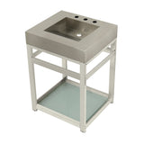 Kingston Commercial KVSP2522B6 Stainless Steel Console Sink with Glass Shelf, Brushed/Polished Nickel