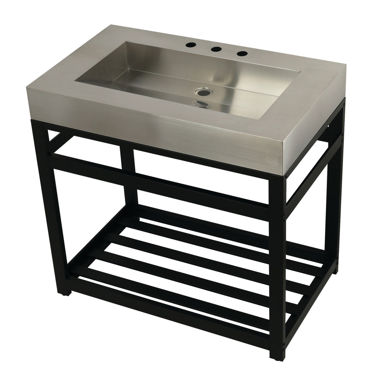 Kingston Commercial KVSP3722A0 Stainless Steel Console Sink, Brushed/Matte Black