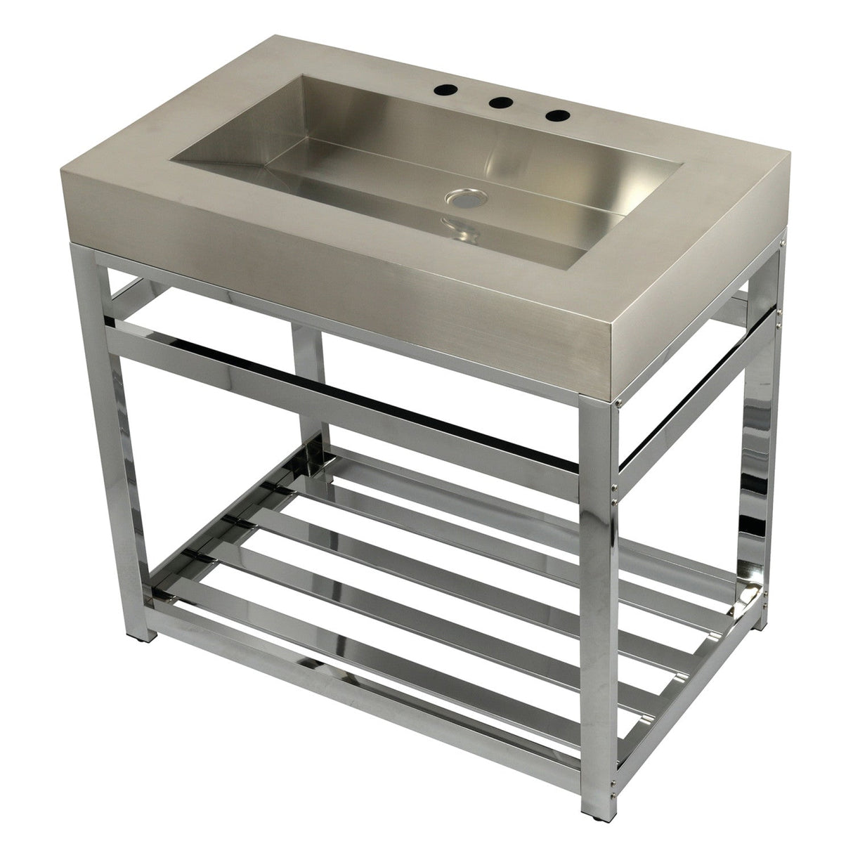 Kingston Commercial KVSP3722A1 Stainless Steel Console Sink, Brushed/Polished Chrome