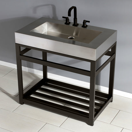 Kingston Commercial KVSP3722A5 Stainless Steel Console Sink, Brushed/Oil Rubbed Bronze