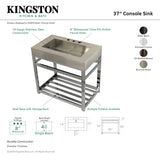 Kingston Commercial KVSP3722A8 Stainless Steel Console Sink, Brushed/Brushed Nickel