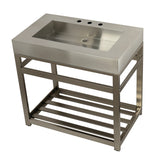 Kingston Commercial KVSP3722A8 Stainless Steel Console Sink, Brushed/Brushed Nickel