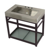 Kingston Commercial KVSP3722B5 Stainless Steel Console Sink with Glass Shelf, Brushed/Oil Rubbed Bronze