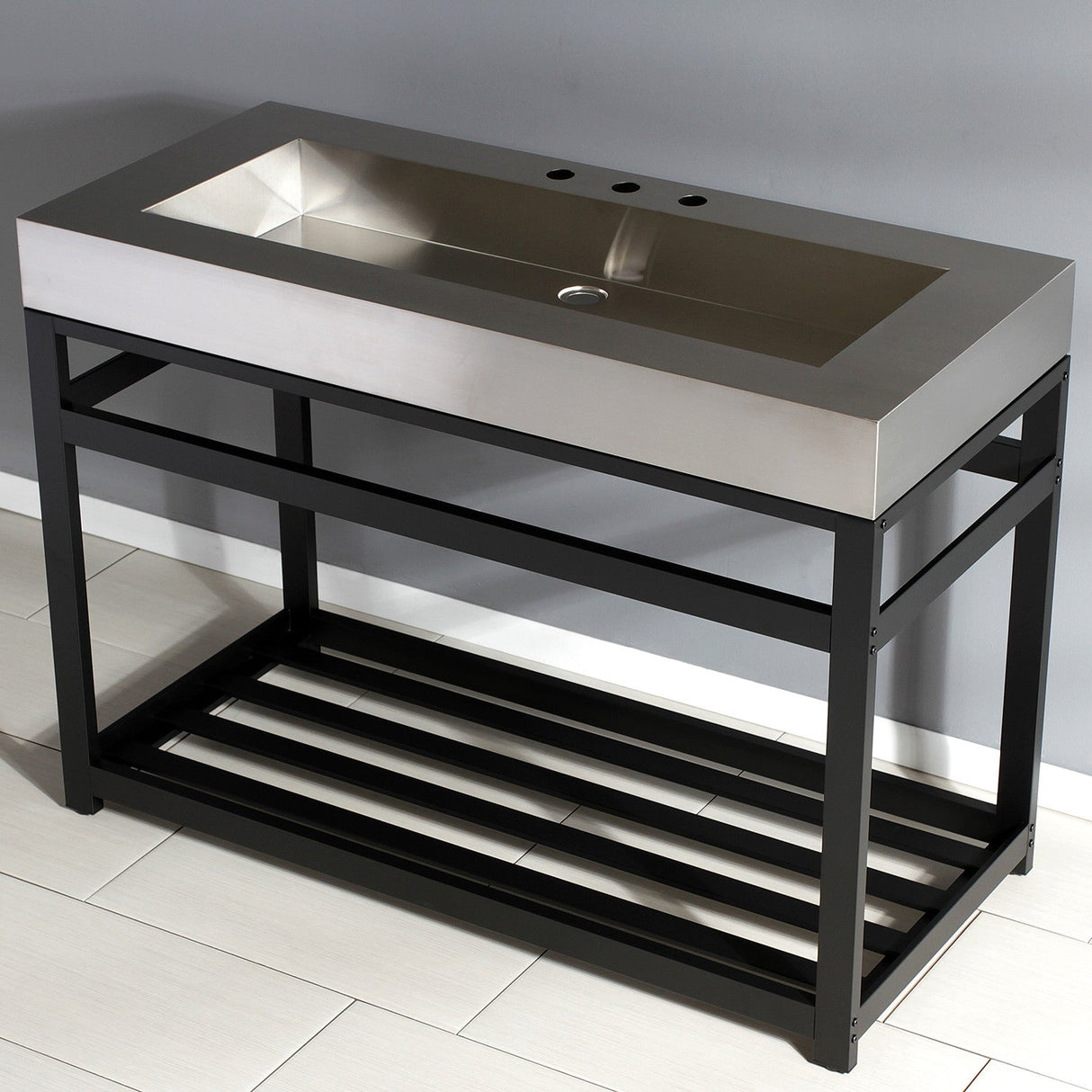 Kingston Commercial KVSP4922A0 Stainless Steel Console Sink, Brushed/Matte Black