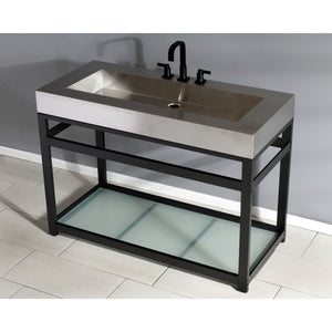 Kingston Commercial KVSP4922B0 Stainless Steel Console Sink with Glass Shelf, Brushed/Matte Black