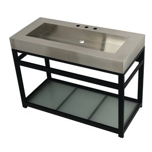 Kingston Commercial KVSP4922B0 Stainless Steel Console Sink with Glass Shelf, Brushed/Matte Black