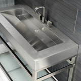 Kingston Commercial KVSP4922B8 Stainless Steel Console Sink with Glass Shelf, Brushed/Brushed Nickel