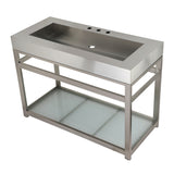 Kingston Commercial KVSP4922B8 Stainless Steel Console Sink with Glass Shelf, Brushed/Brushed Nickel