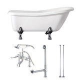 Aqua Eden KVTDE692823C1 67-Inch Acrylic Single Slipper Clawfoot Tub Combo with Faucet and Supply Lines, White/Polished Chrome