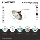 Vilbosch KX1540 5-Function 5-Inch Plastic Shower Head, Matte Black
