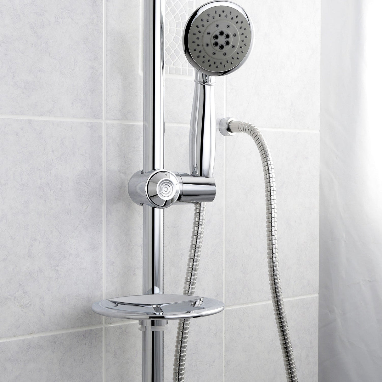 Shower Scape KX2522SBB 5-Function Hand Shower Set with Slide Bar Kit, Polished Chrome