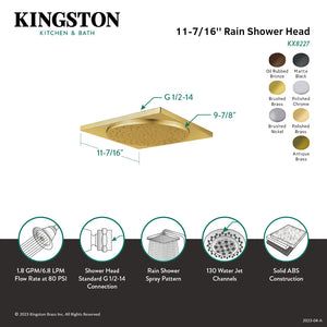 Claremont KX8221 12-Inch Square Plastic Shower Head, Polished Chrome