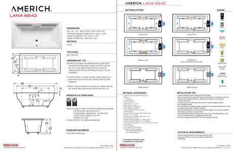 Americh LA6642TA5-BI Lana 6642 - Tub Only / Airbath 5 - Biscuit