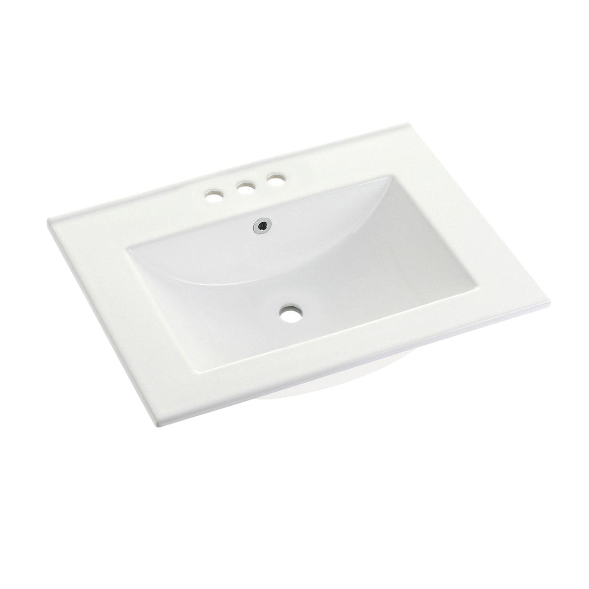 Ultra  Modern LBT24187W34 24-Inch Ceramic Vanity Sink Top (4" Faucet Drillings), White
