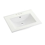 Ultra  Modern LBT24187W34 24-Inch Ceramic Vanity Sink Top (4" Faucet Drillings), White
