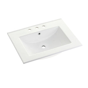 Ultra  Modern LBT24187W38 24-Inch Ceramic Vanity Sink Top (8" Faucet Drillings), White