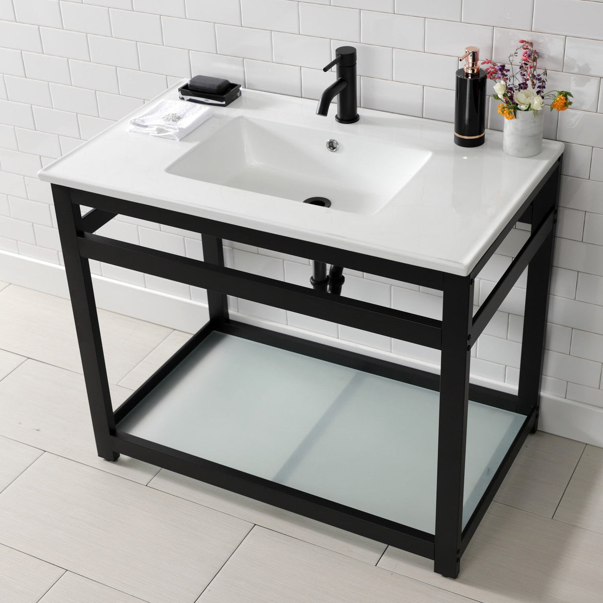 Continental LBT372271 37-Inch Ceramic Vanity Sink Top, White