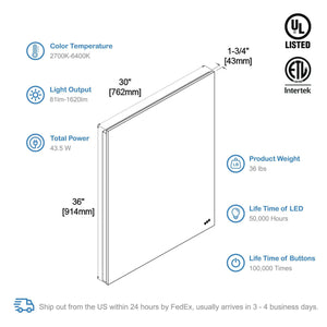 Blossom Beta LED Mirror Frosted Sides
