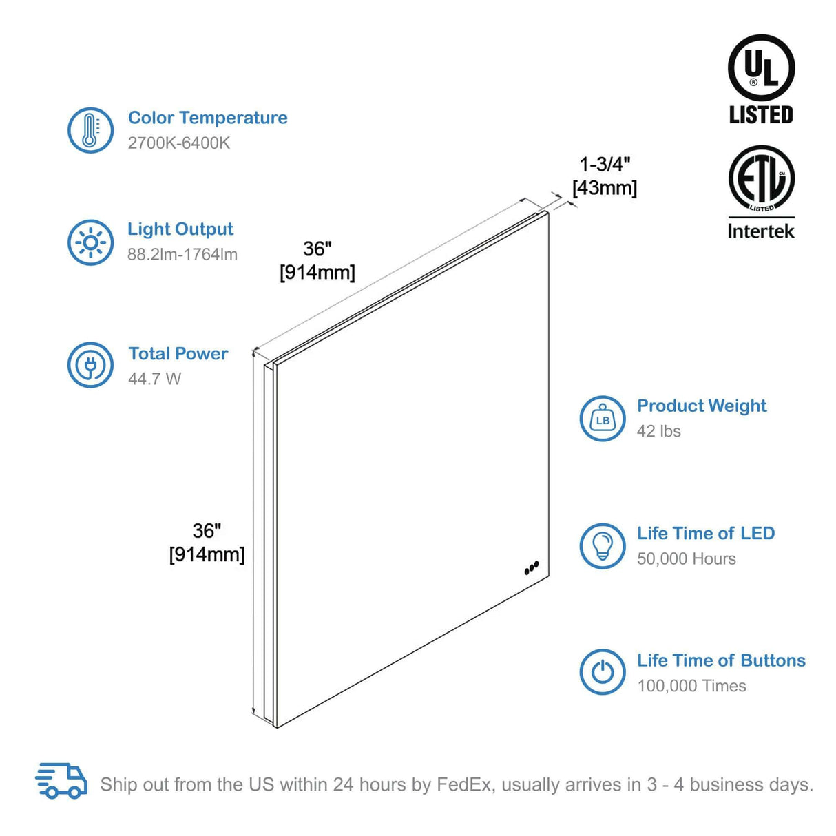 Blossom Beta LED Mirror Frosted Sides