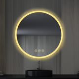 Blossom Orion Round LED Frosted Side Mirror, Adjustable Light, Built-In Defogger