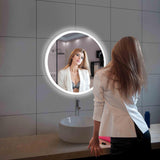 Blossom Orion Round LED Frosted Side Mirror, Adjustable Light, Built-In Defogger