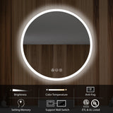 Blossom Orion Round LED Frosted Side Mirror, Adjustable Light, Built-In Defogger